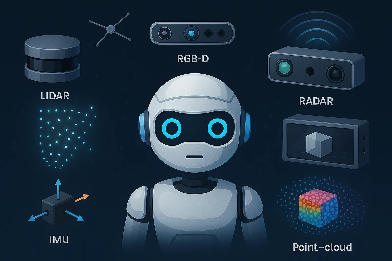 Robotické senzory – kamery, lidar, radar, IMU